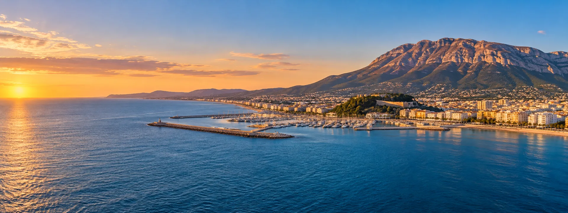 Luz de tarde sobre el mar, el puerto y el Montgó